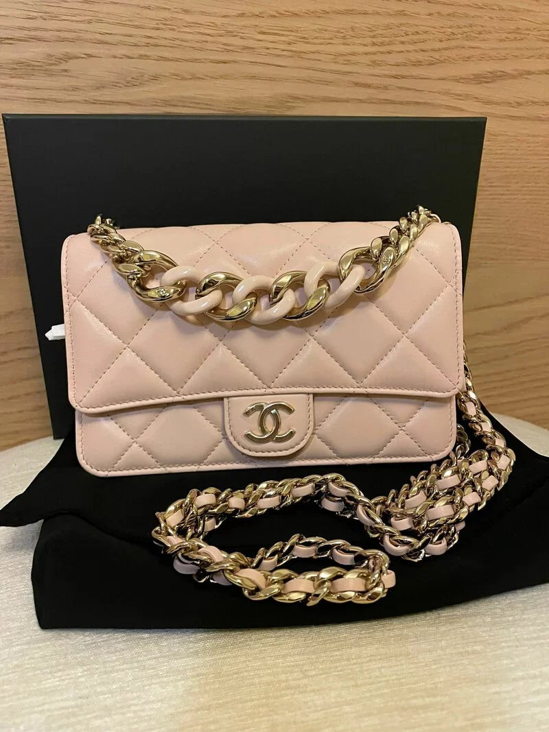 CL lambskin textured diamond embroidery bag