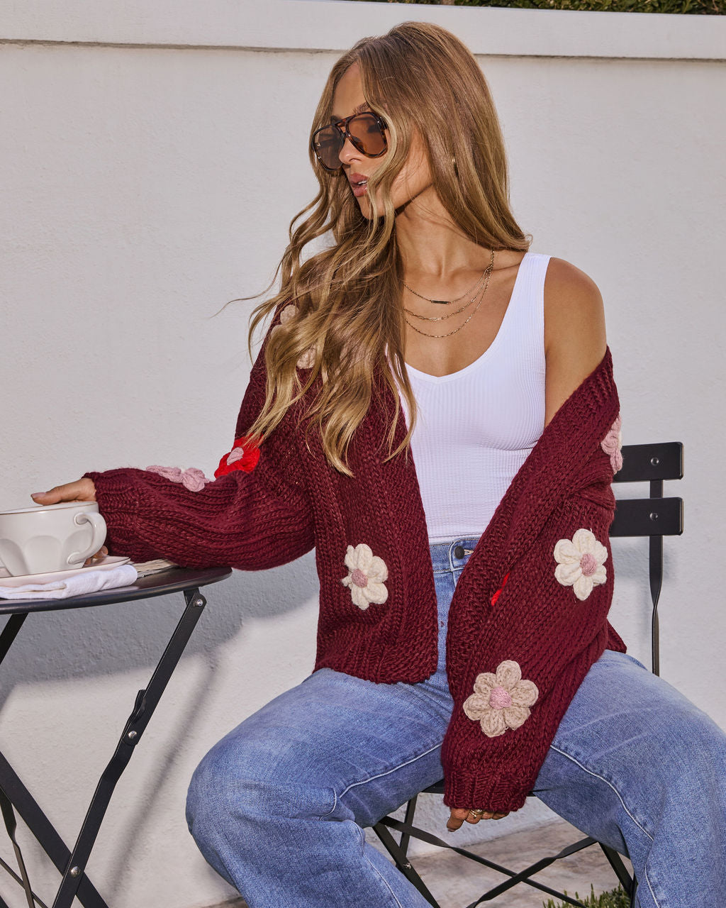Fallen Daisy Oversized Knit Cardigan