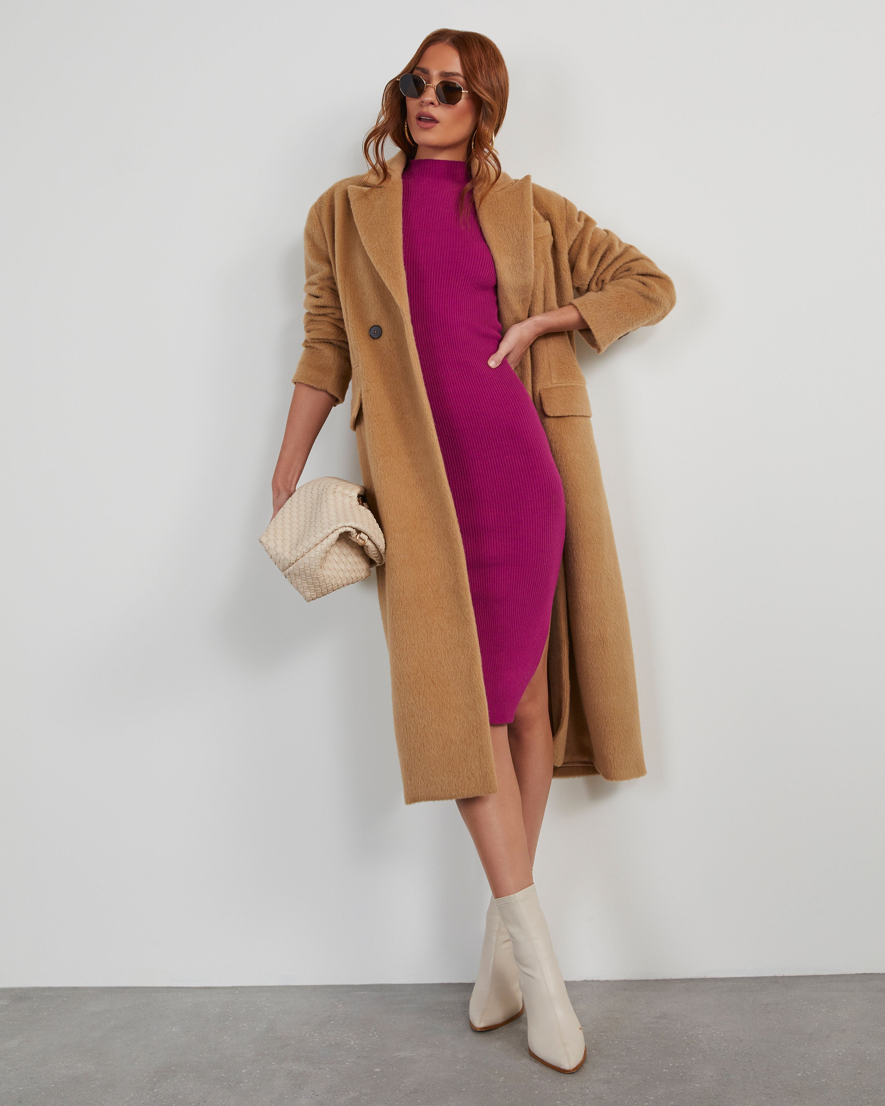 Essential Mock Neck Knit Midi Dress