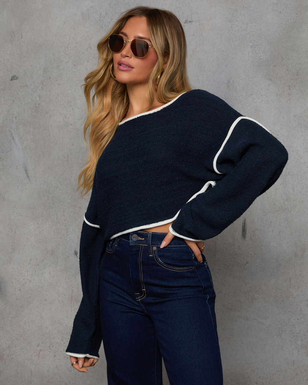 Lorian Contrast Seams Sweater