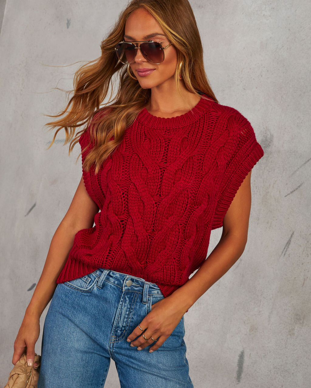 Sivan Cable Knit Sweater Vest