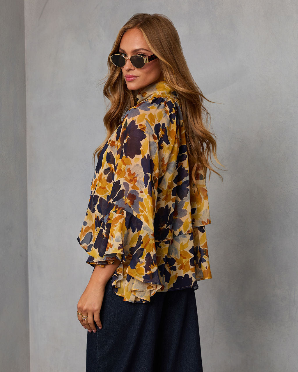 Wildflower Whimsy Printed Mock Neck Top