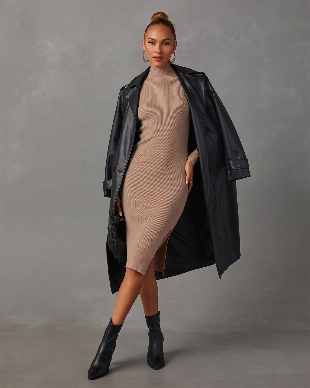 Essential Mock Neck Knit Midi Dress