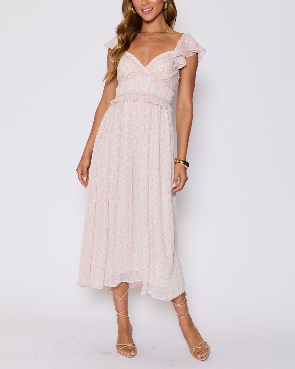 Enchanted Smocked Ruffle Floral Maxi Dress