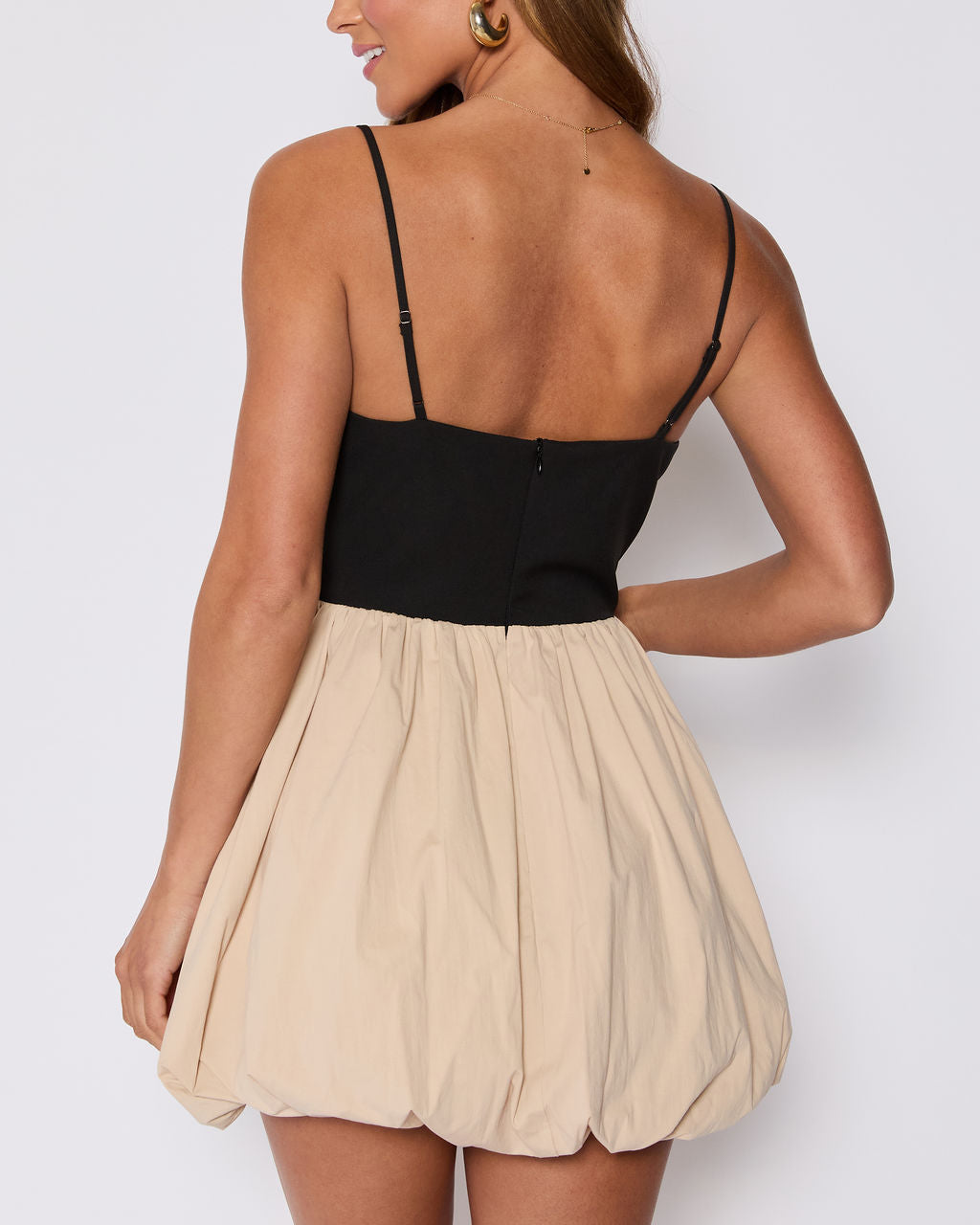 Colette Cotton Contrast Bubble Hem Mini Dress