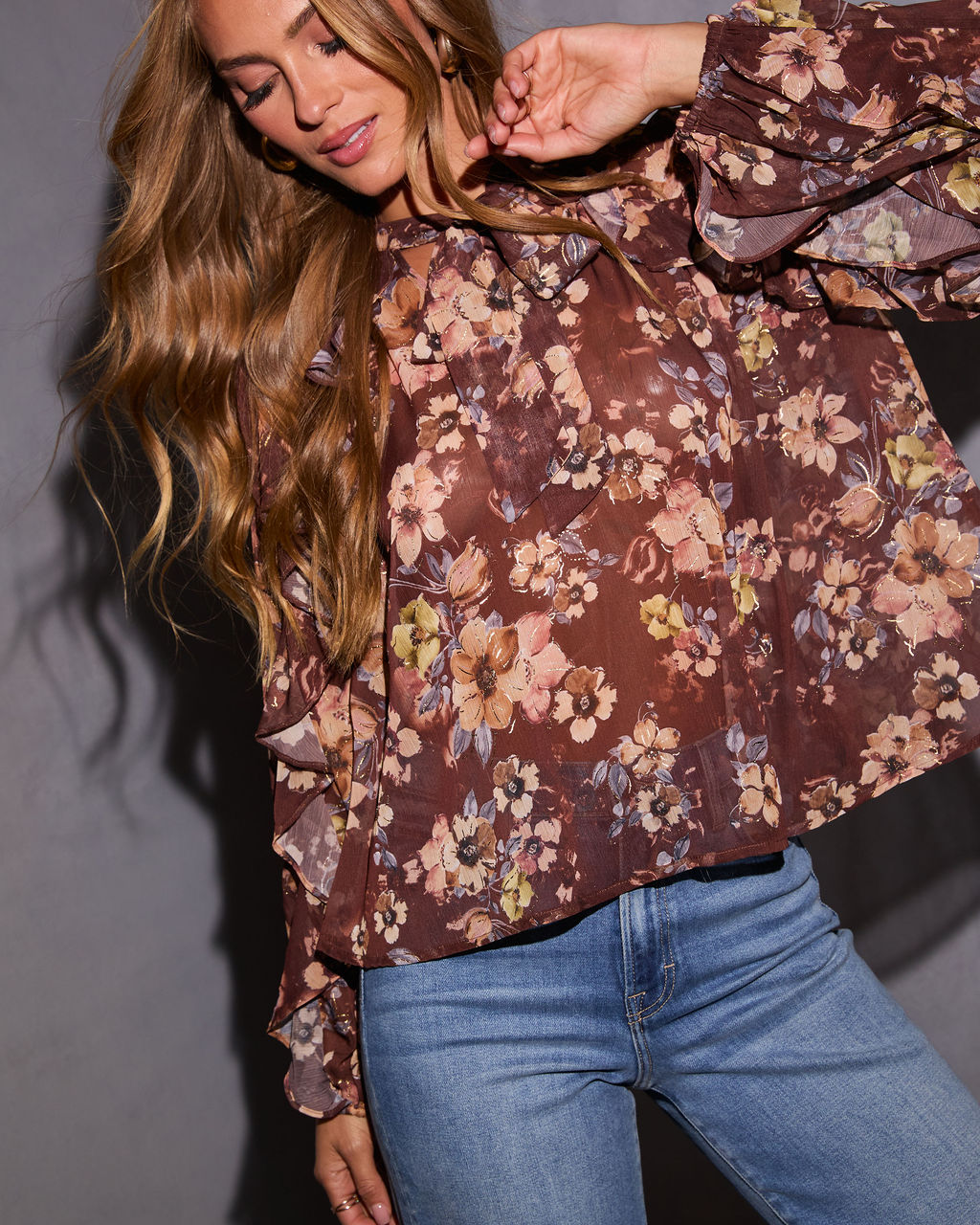 Evienne Printed Neck Tie Top