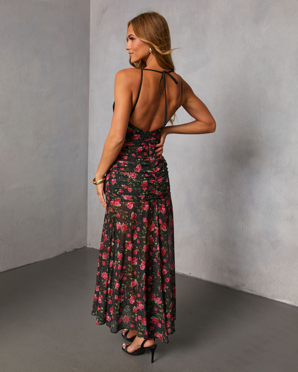 Edeita Bow Halter Maxi Dress