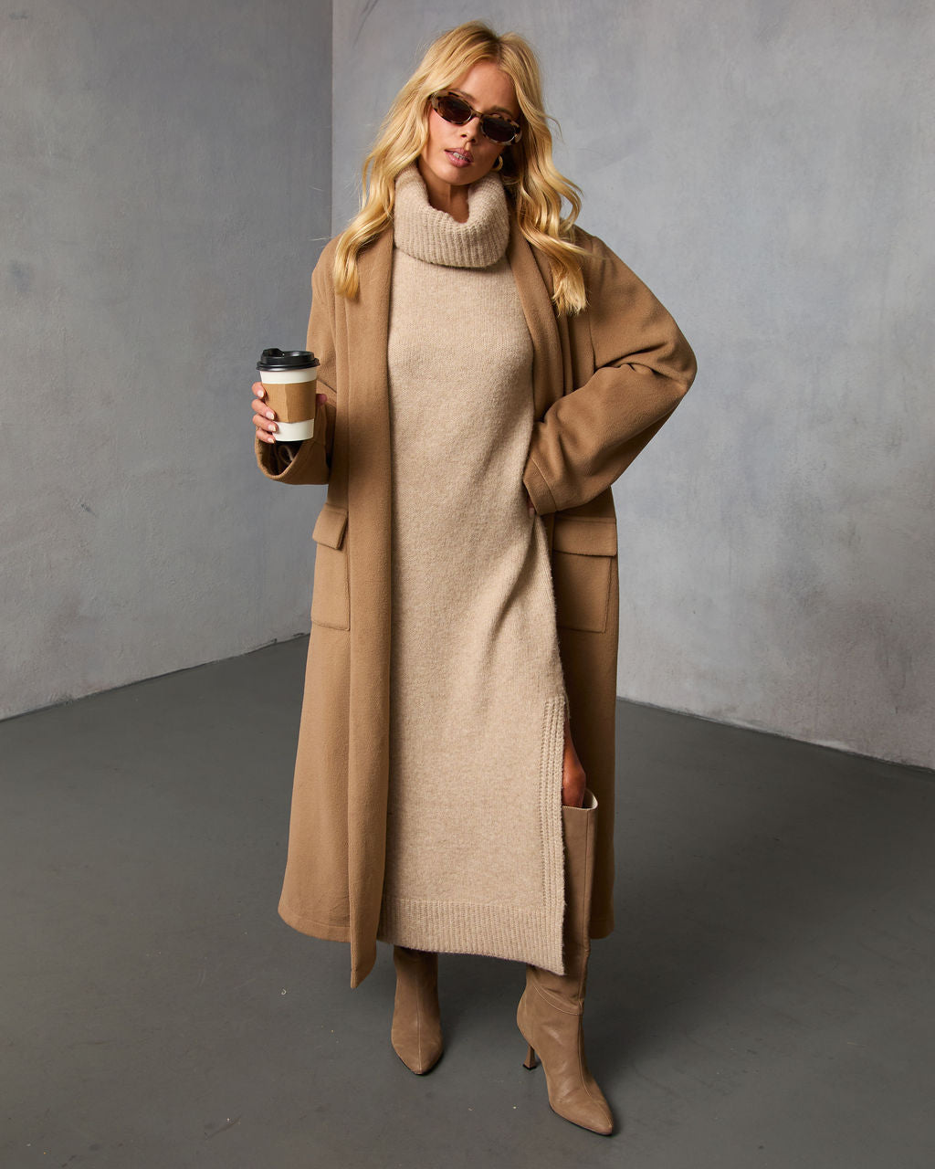 Roselle Turtleneck Midi Sweater Dress