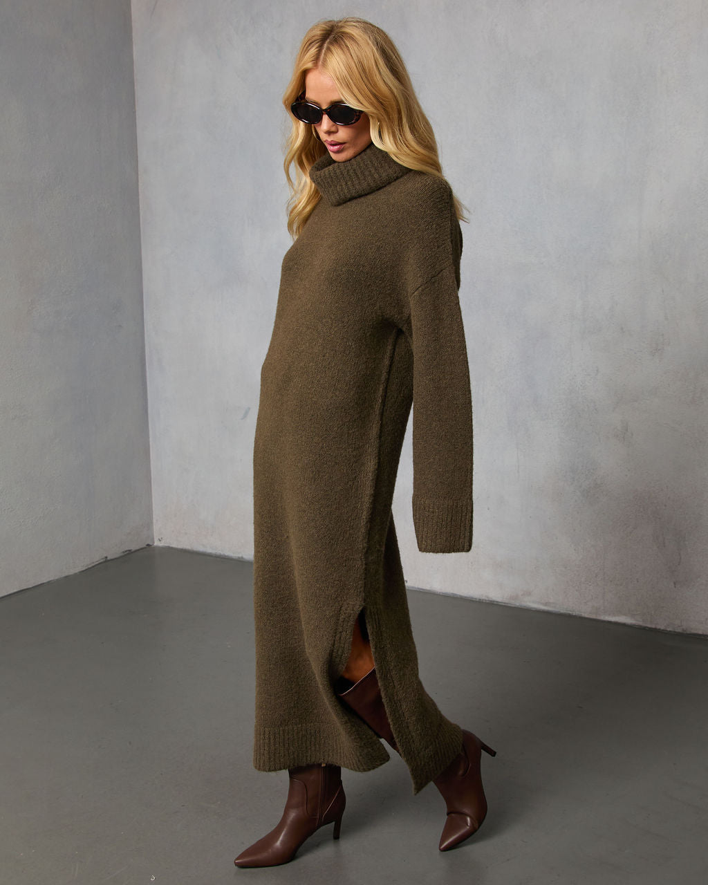 Roselle Turtleneck Midi Sweater Dress