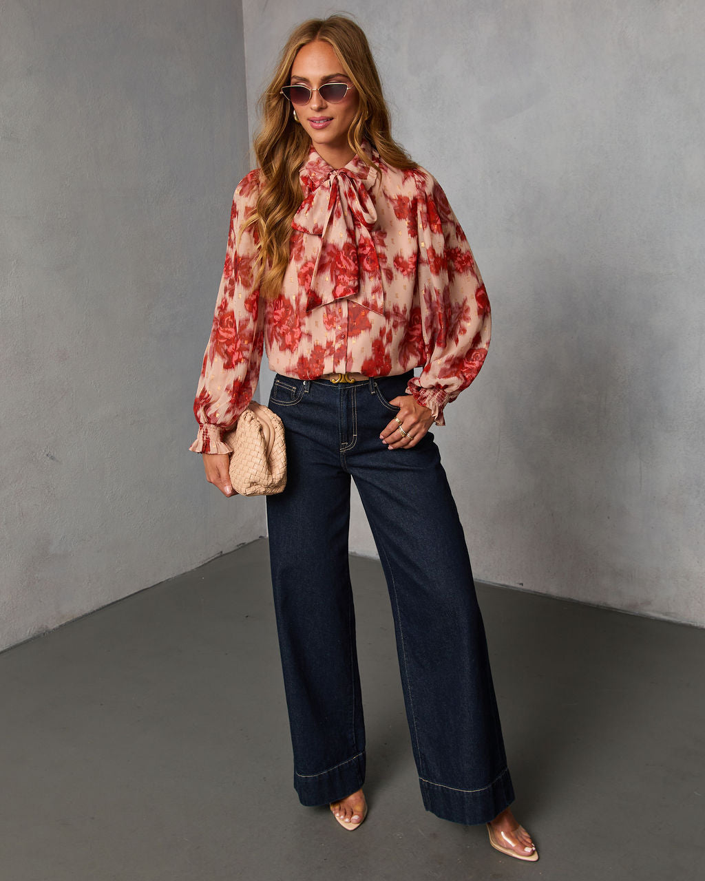 Velvine Printed Neck Tie Blouse