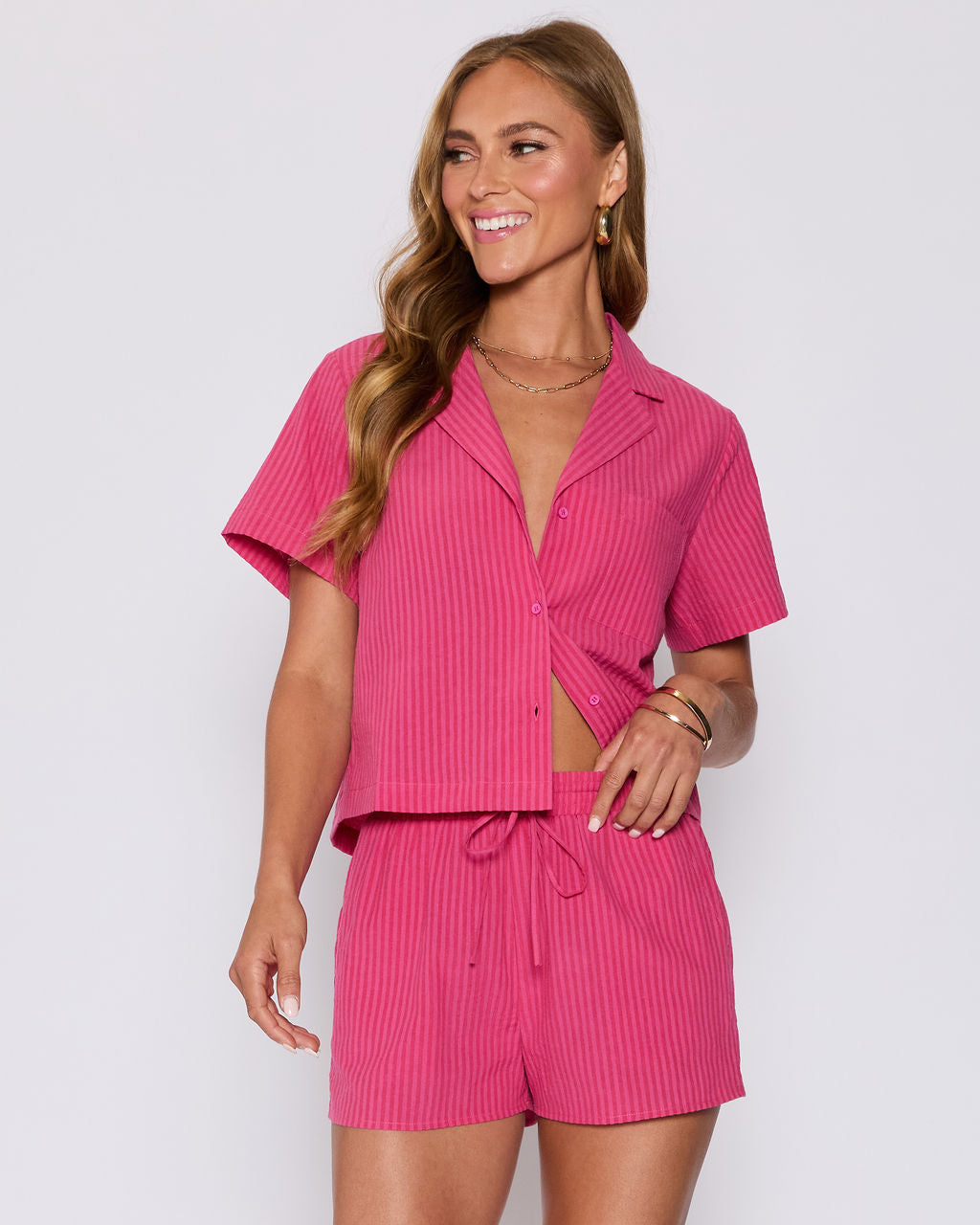 Mara Striped Cotton Pocketed Shorts