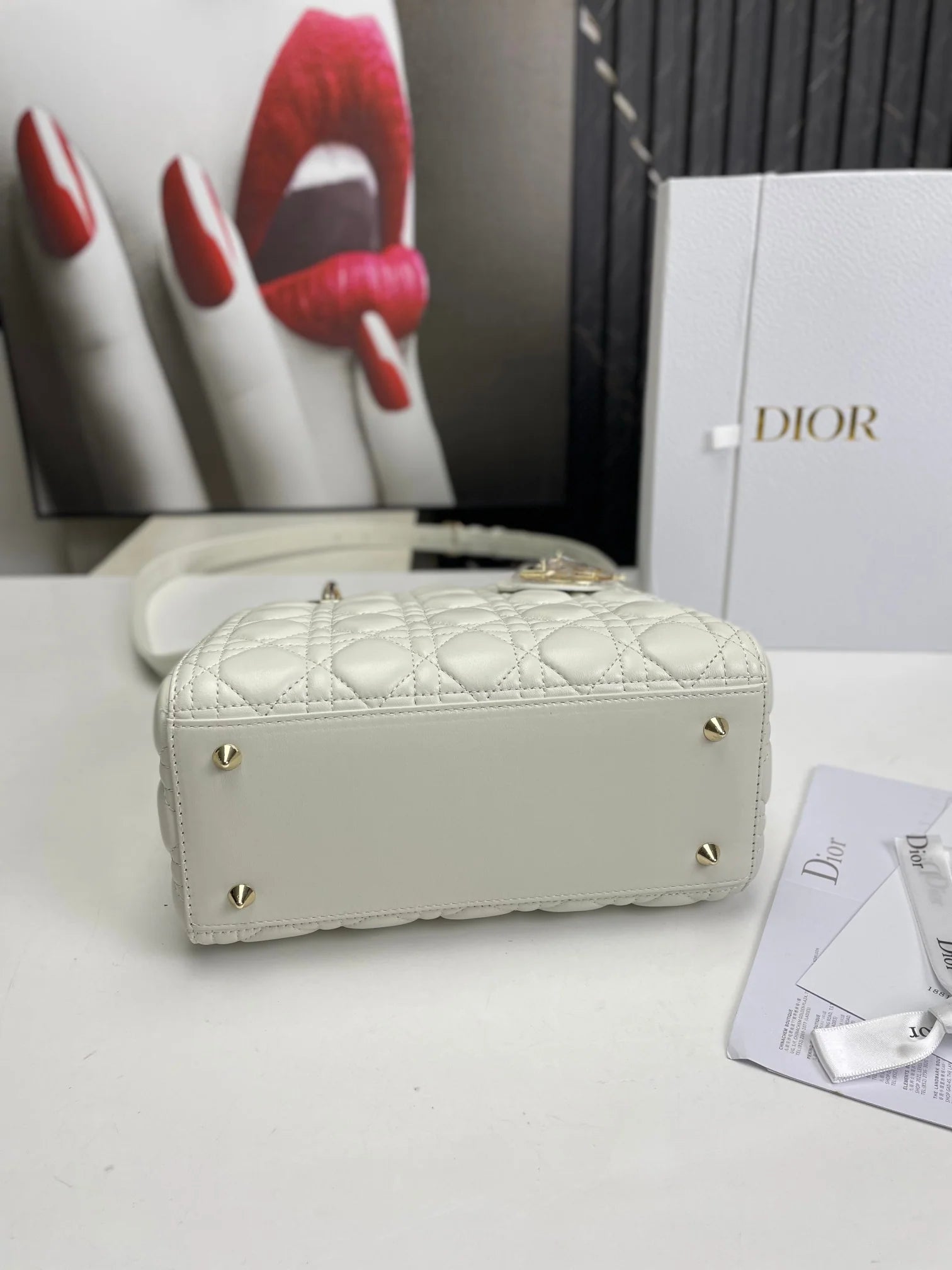 Dior Lady Medium White Bag 24cm
