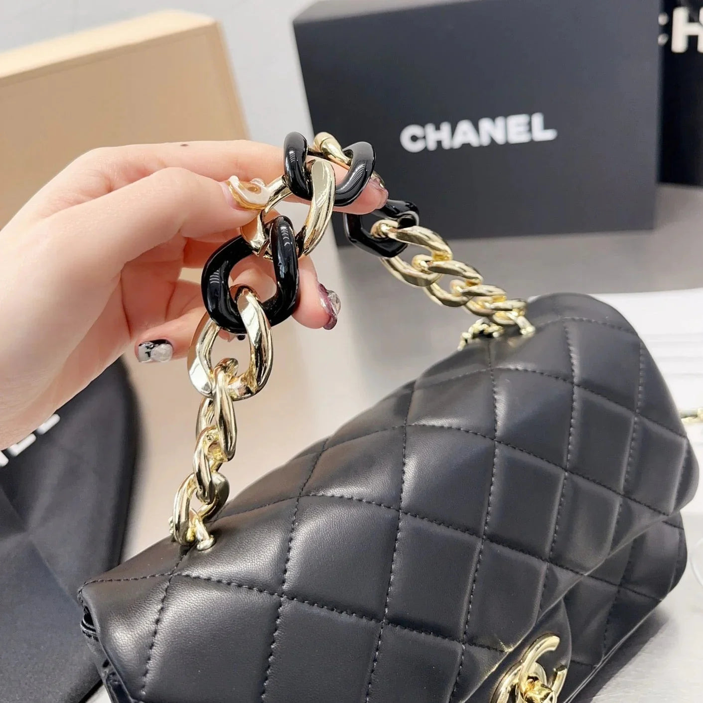 CL lambskin textured diamond embroidery bag