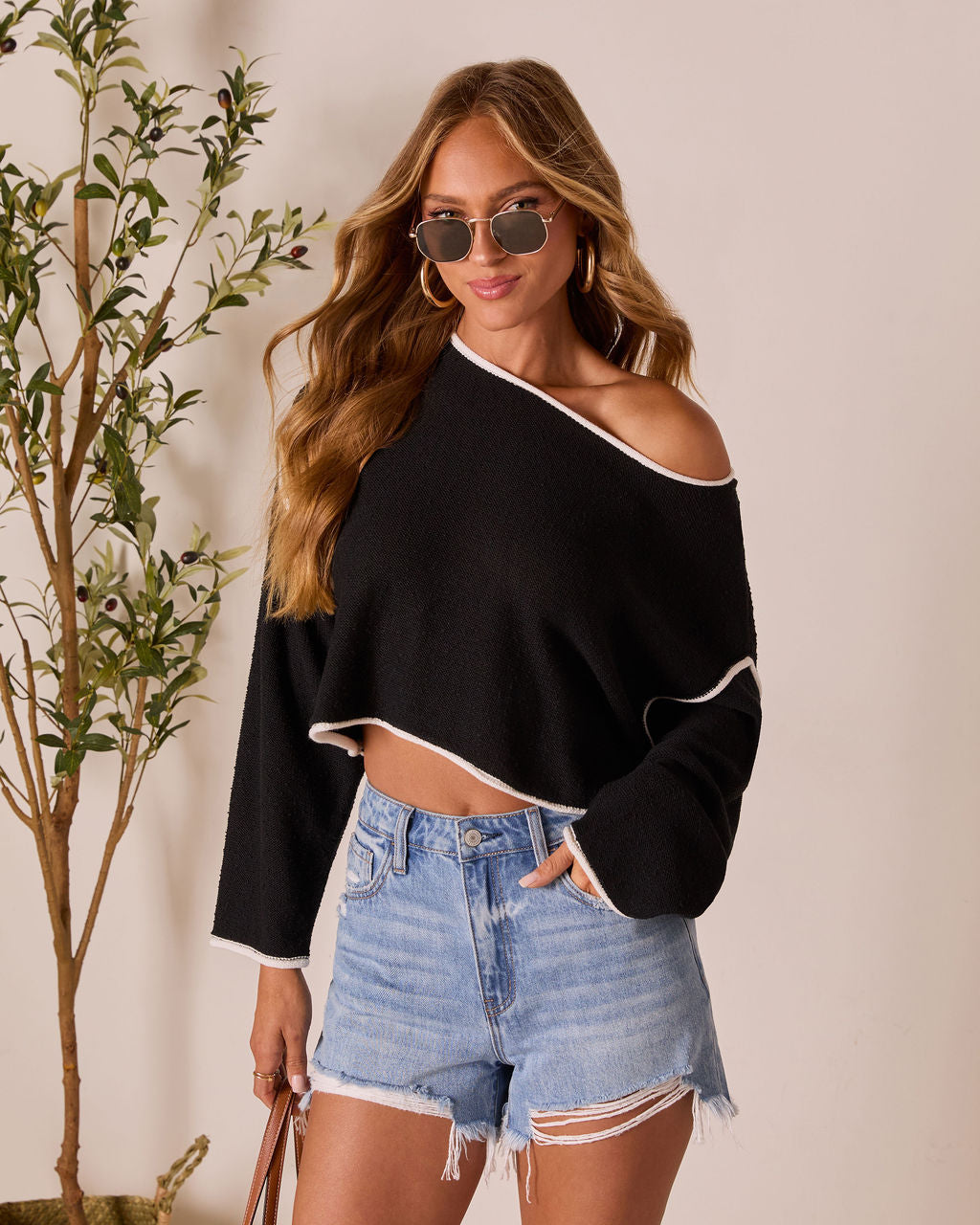 Lorian Contrast Seams Sweater